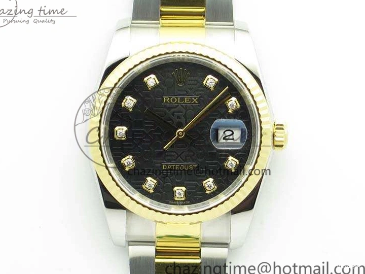 Oyster Fluted V2 Datejust 116234 Bracelet On 1:1 Best DJF 36mm Edition Black YG SS SA3135 Dial Com 0101